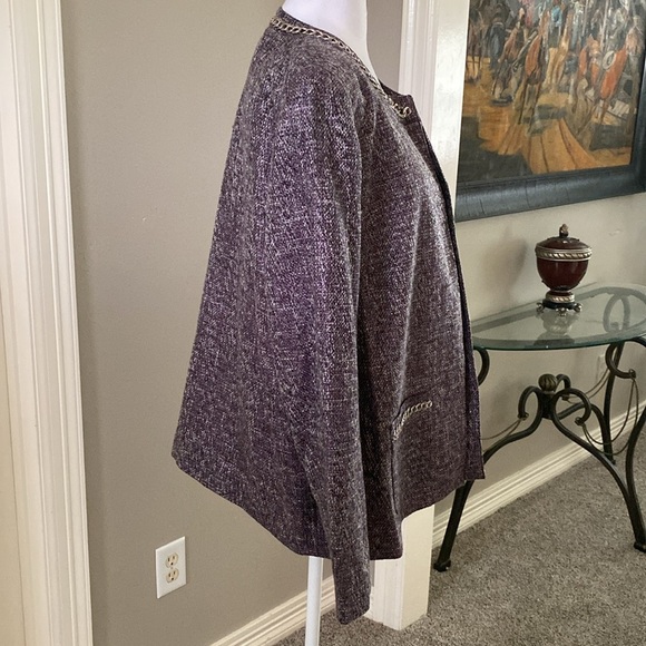 Alfred Dunner Purple Tweed Jacket Blazer with Chain Accents size 16 - Picture 5 of 9